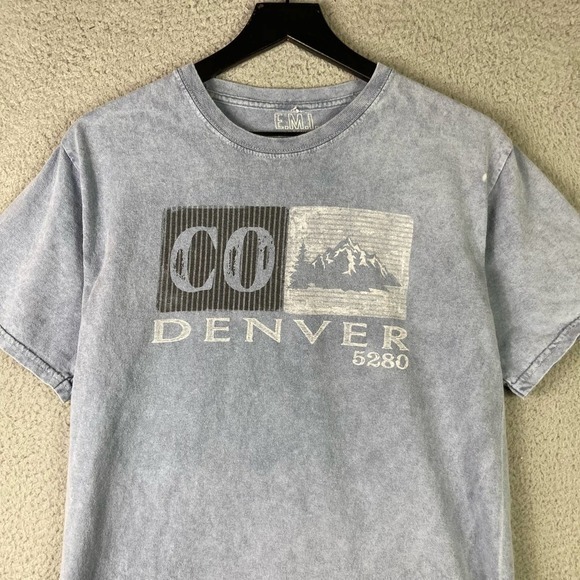 Denver Colorado Shirt Mens Size Medium Graphic Graphic Travel Mountains Blue‎ - Picture 5 of 7